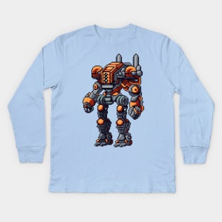 Pixel Mech Warrior Kids Long Sleeve T-Shirt